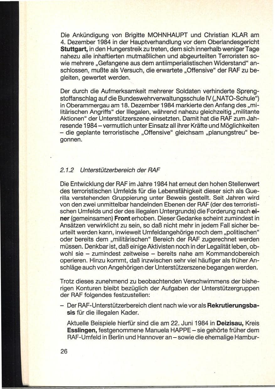 Seite 30 des Verfassungsschutzbericht 1984 Baden-Württemberg