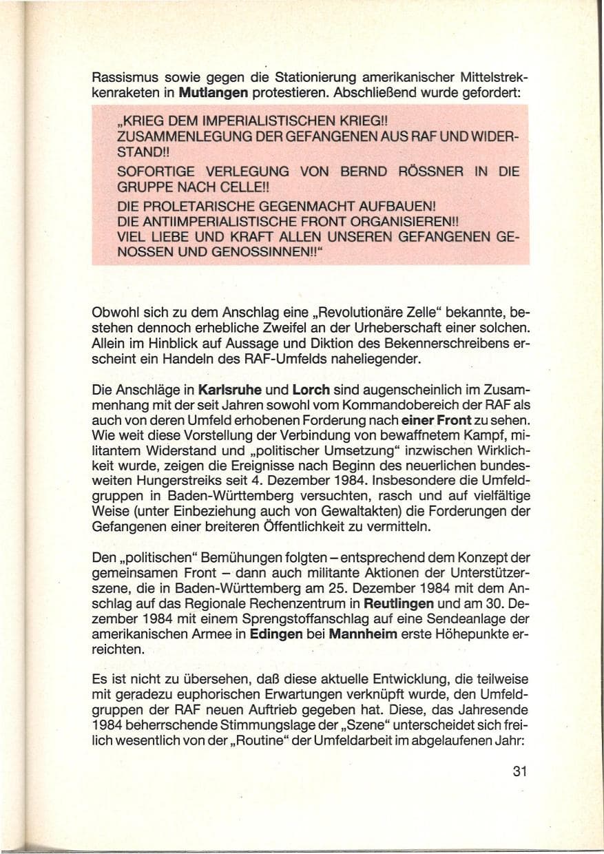 Seite 33 des Verfassungsschutzbericht 1984 Baden-Württemberg