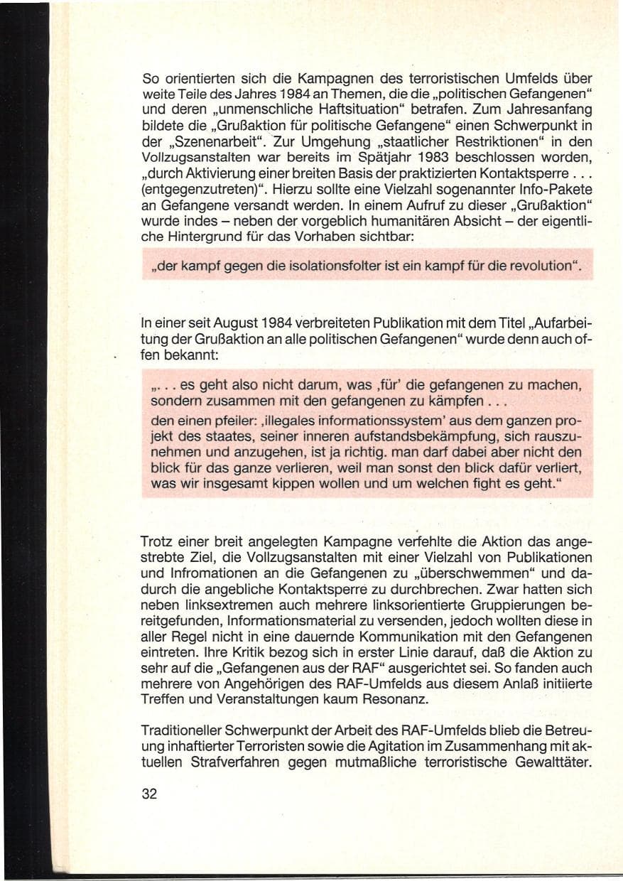 Seite 36 des Verfassungsschutzbericht 1984 Baden-Württemberg