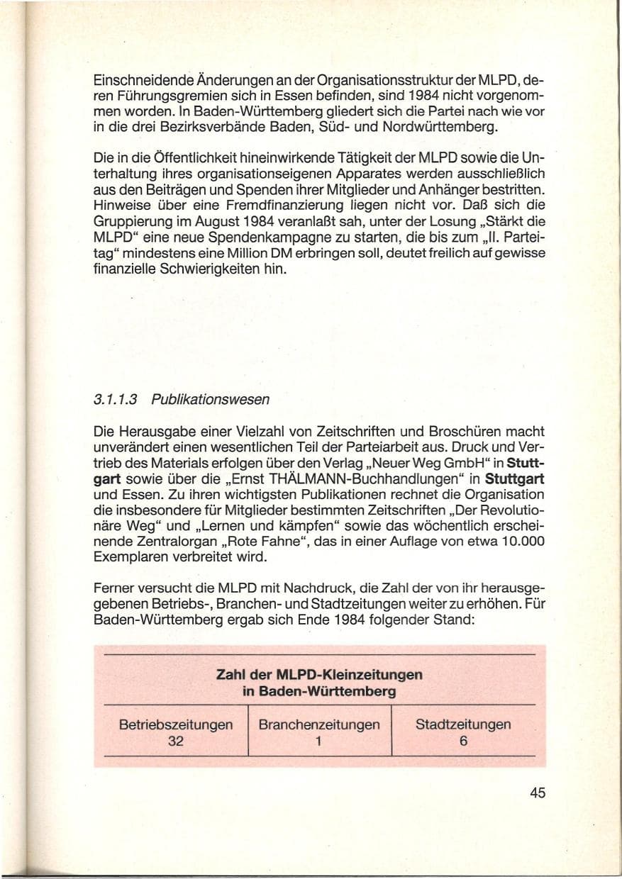 Seite 47 des Verfassungsschutzbericht 1984 Baden-Württemberg