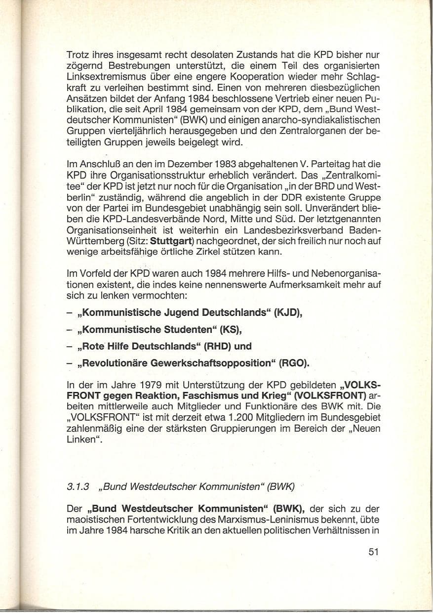 Seite 53 des Verfassungsschutzbericht 1984 Baden-Württemberg