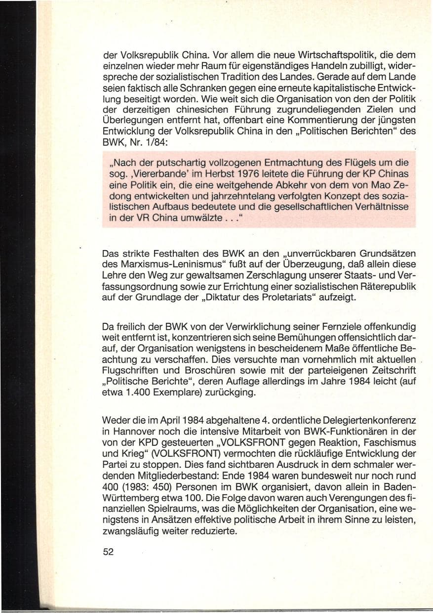 Seite 56 des Verfassungsschutzbericht 1984 Baden-Württemberg