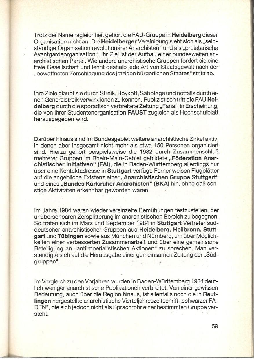 Seite 61 des Verfassungsschutzbericht 1984 Baden-Württemberg