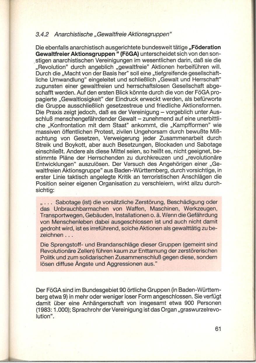 Seite 63 des Verfassungsschutzbericht 1984 Baden-Württemberg