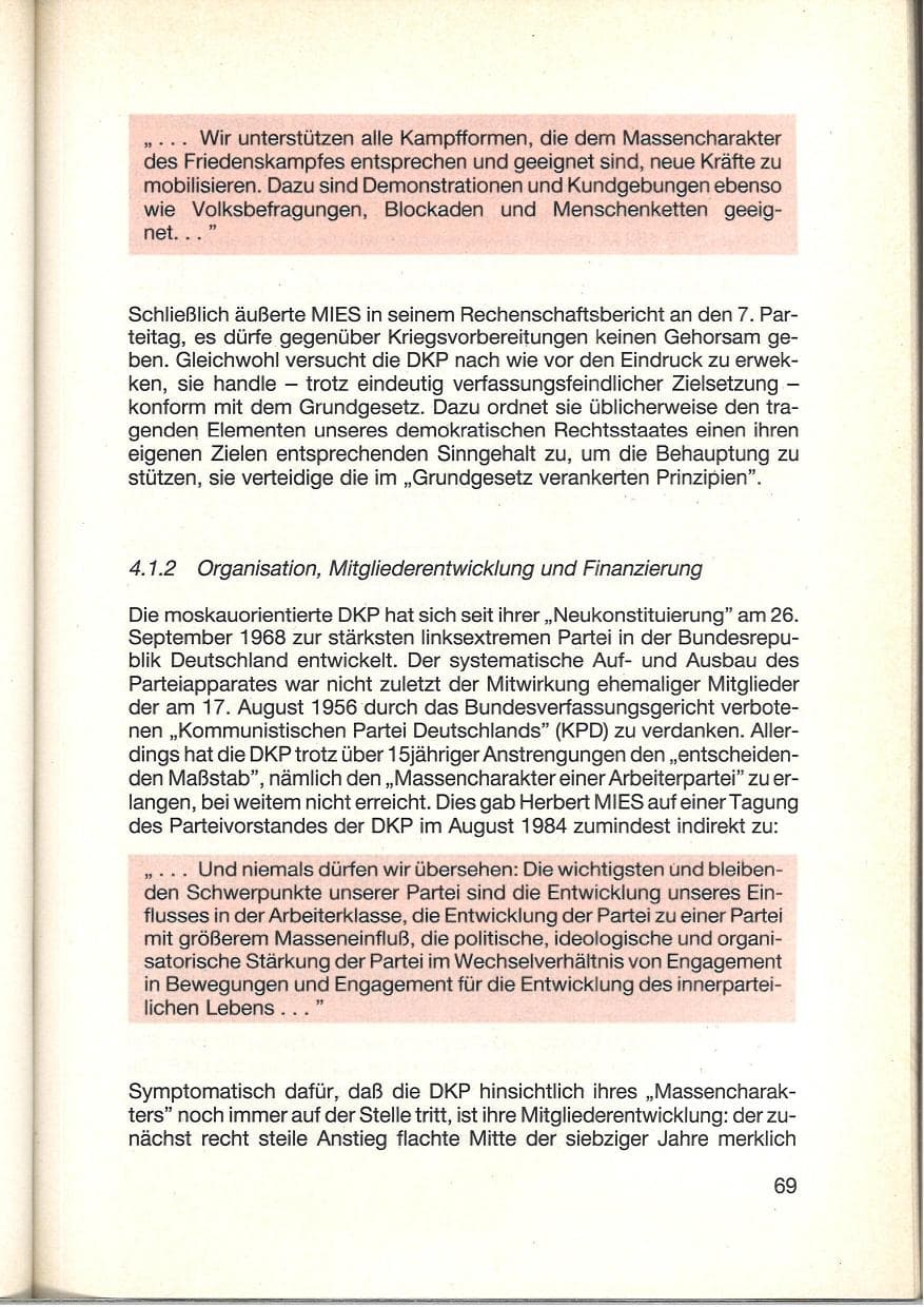 Seite 71 des Verfassungsschutzbericht 1984 Baden-Württemberg