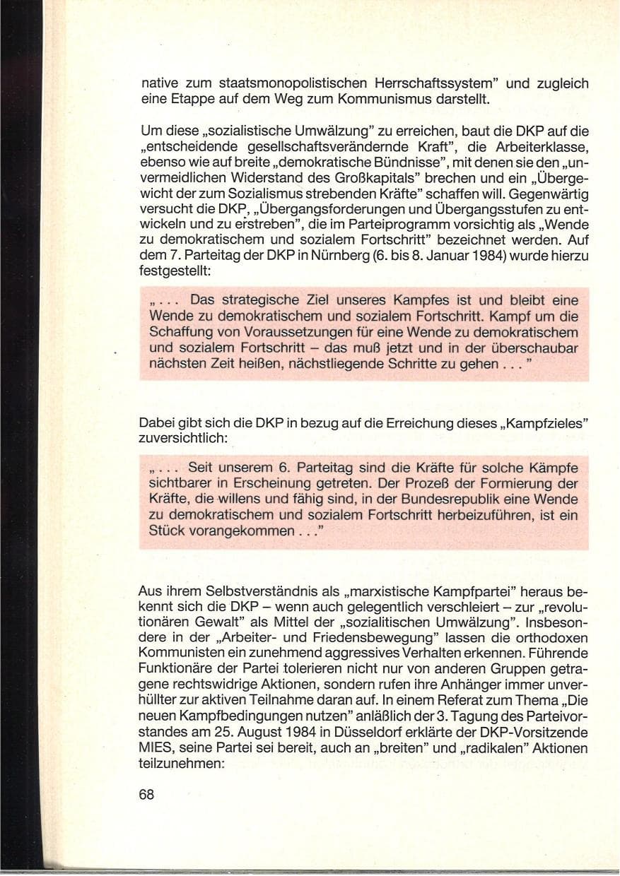Seite 72 des Verfassungsschutzbericht 1984 Baden-Württemberg