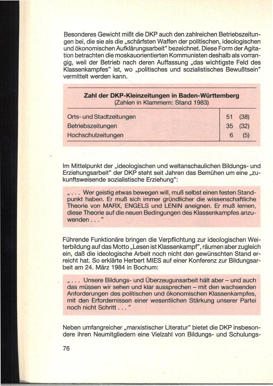 Seite 80 des Verfassungsschutzbericht 1984 Baden-Württemberg