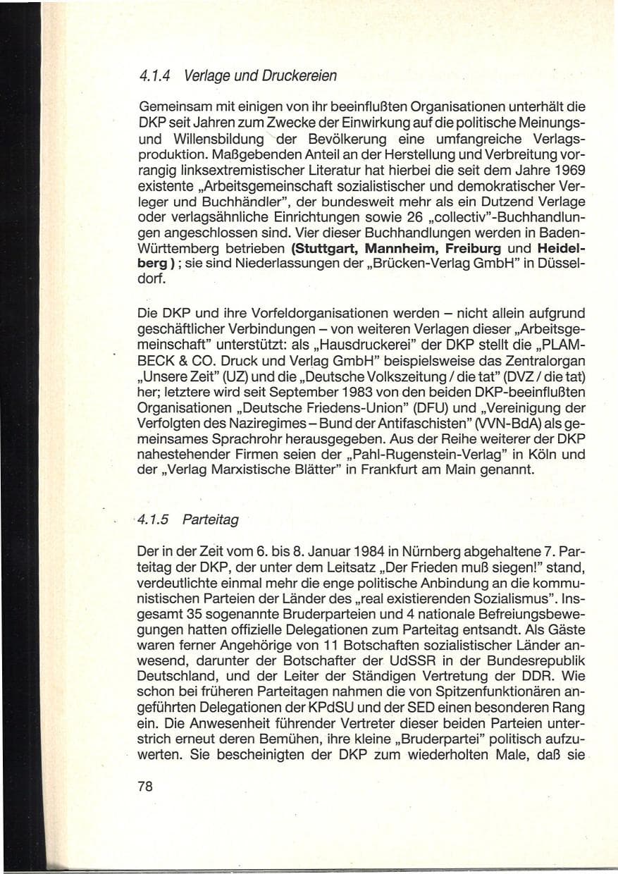 Seite 82 des Verfassungsschutzbericht 1984 Baden-Württemberg