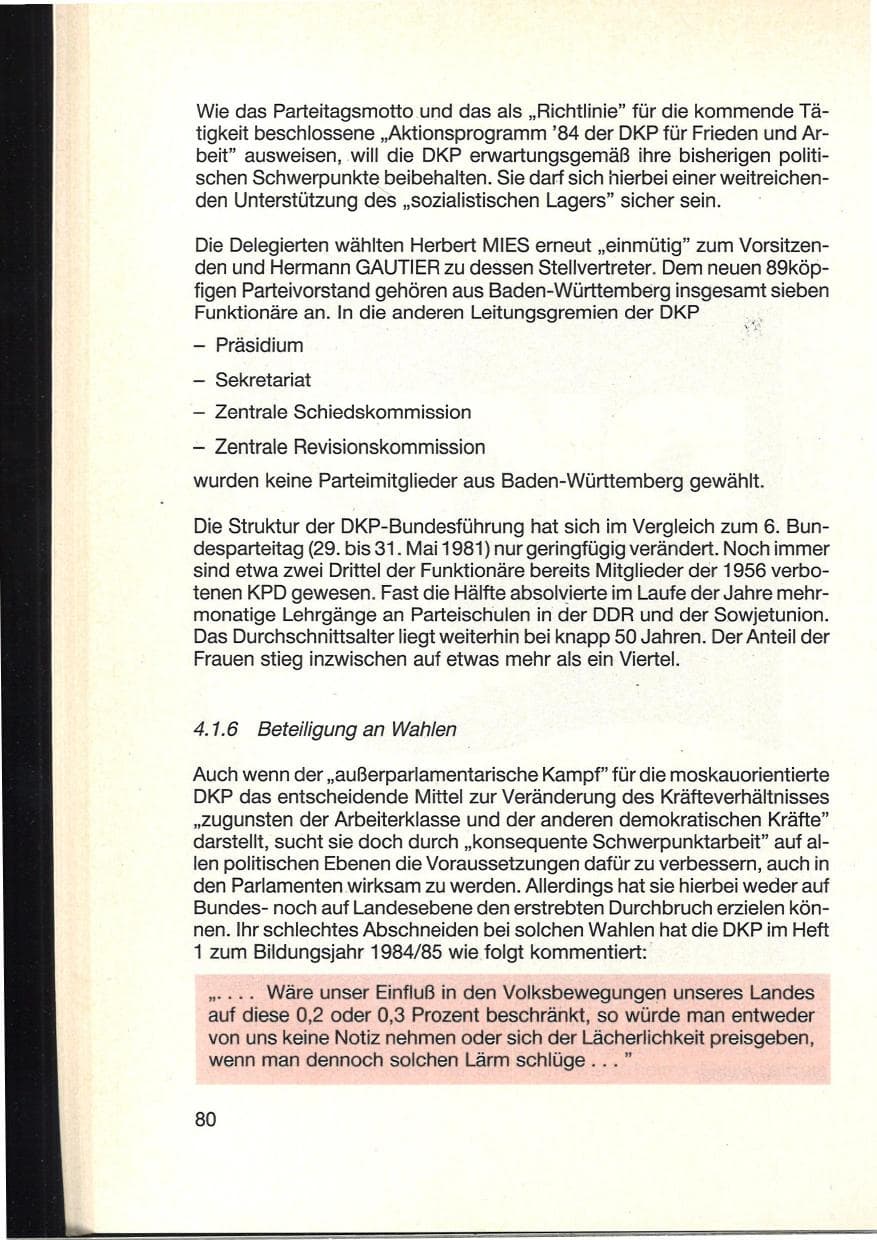Seite 84 des Verfassungsschutzbericht 1984 Baden-Württemberg