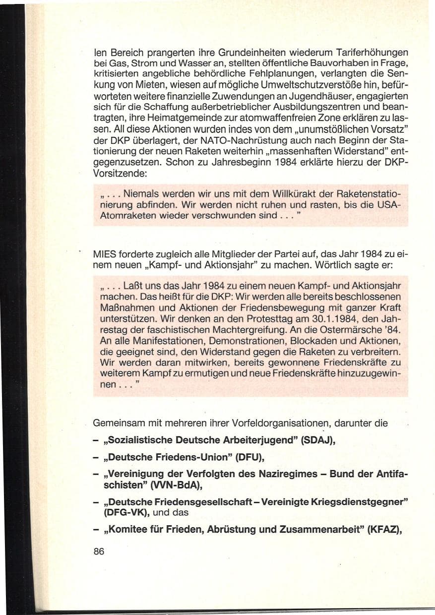 Seite 90 des Verfassungsschutzbericht 1984 Baden-Württemberg