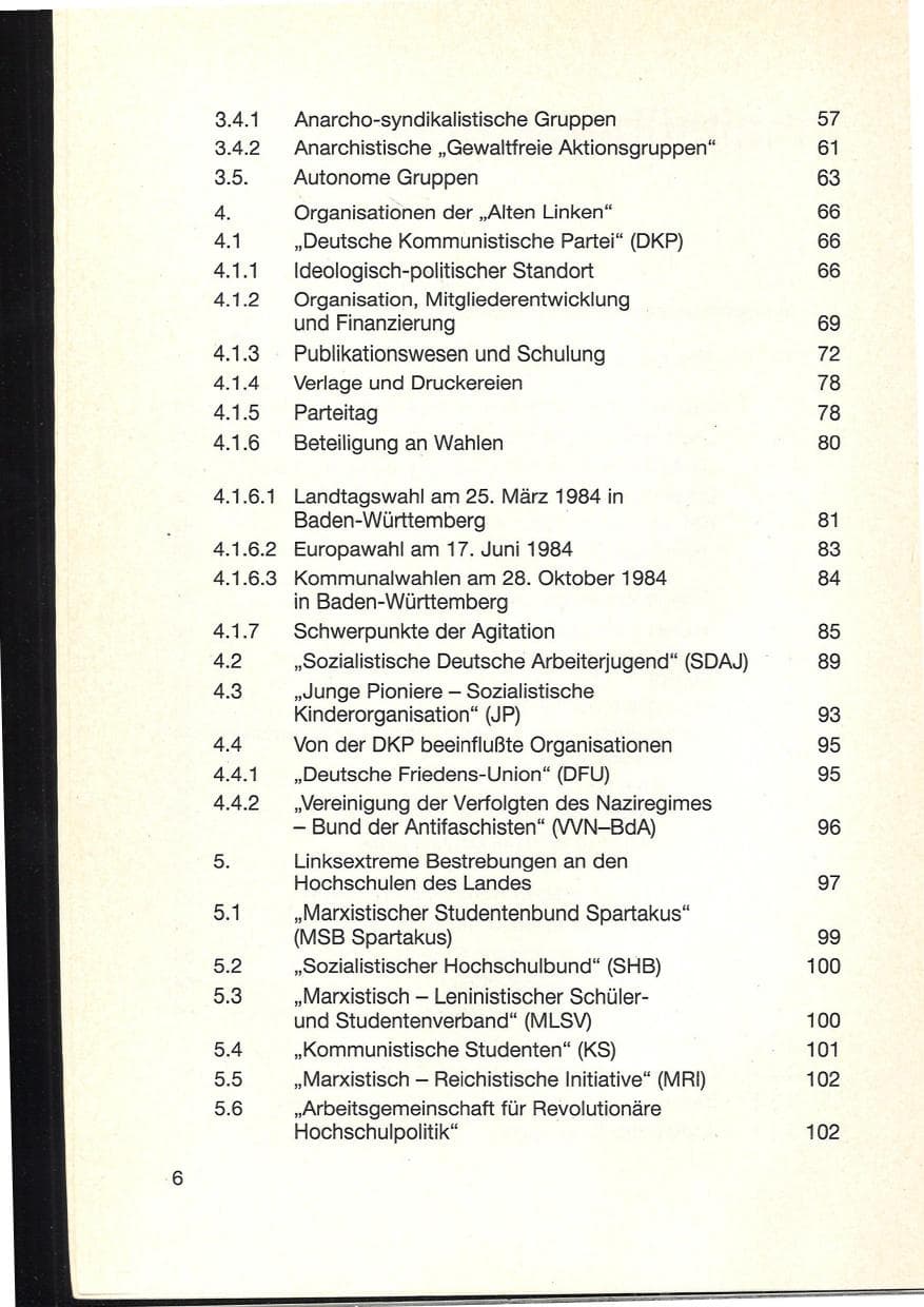 Seite 10 des Verfassungsschutzbericht 1984 Baden-Württemberg