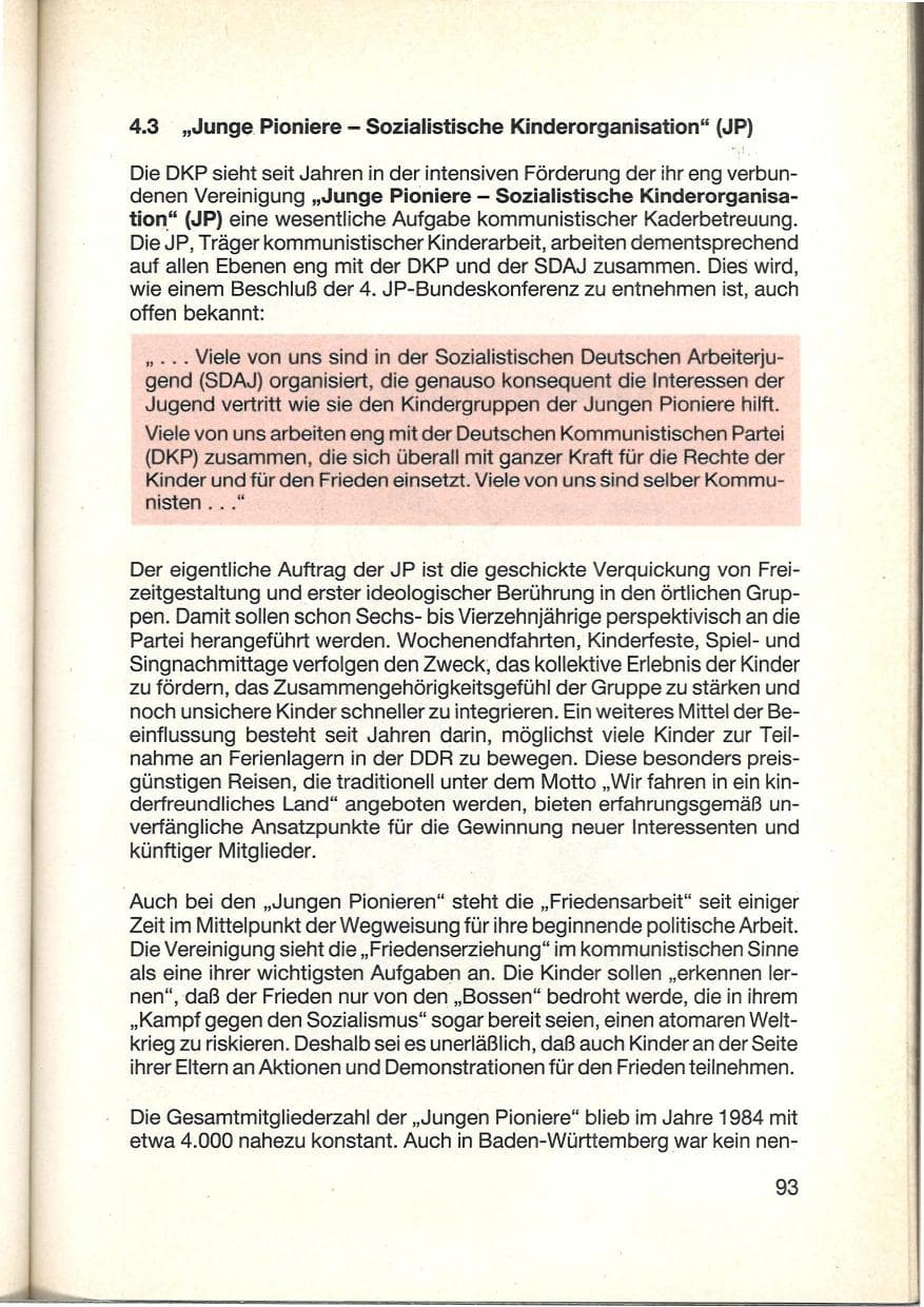 Seite 95 des Verfassungsschutzbericht 1984 Baden-Württemberg