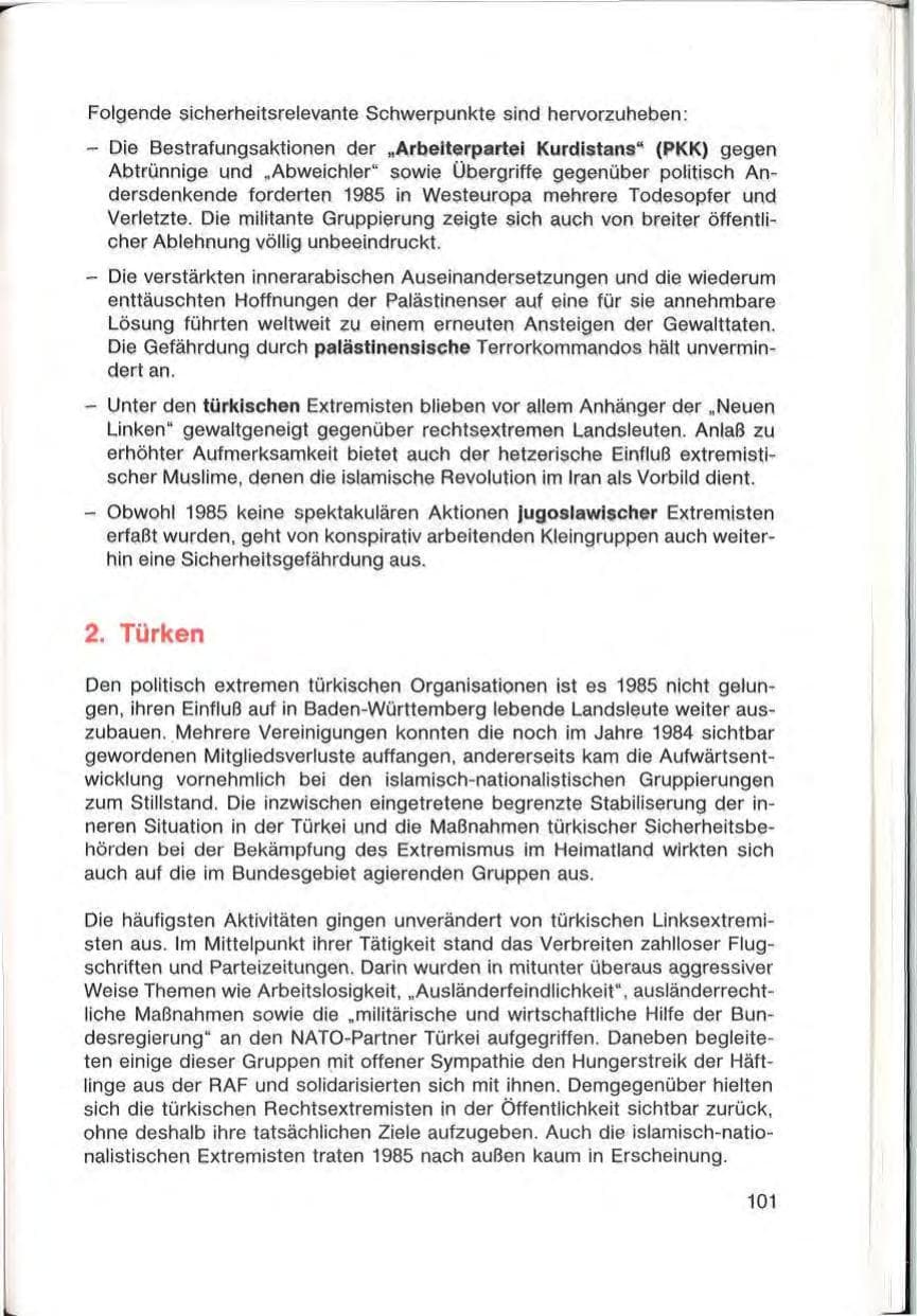 Seite 103 des Verfassungsschutzbericht 1985 Baden-Württemberg