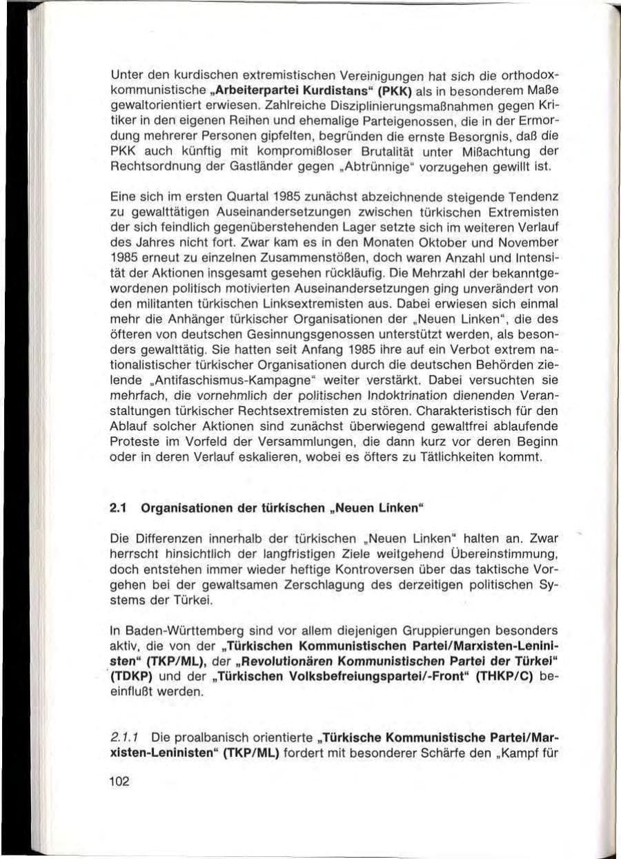 Seite 104 des Verfassungsschutzbericht 1985 Baden-Württemberg