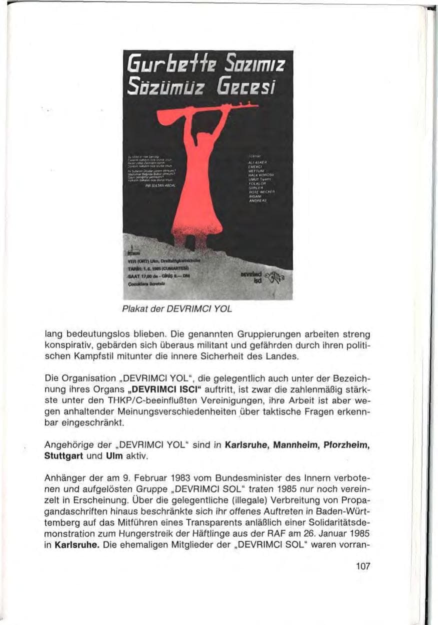Seite 109 des Verfassungsschutzbericht 1985 Baden-Württemberg