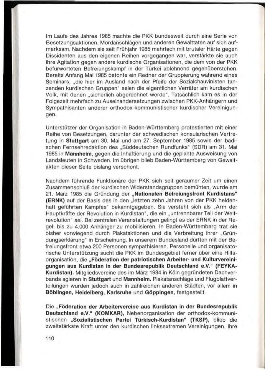 Seite 112 des Verfassungsschutzbericht 1985 Baden-Württemberg