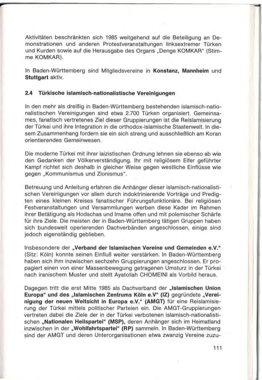 Seite 113 des Verfassungsschutzbericht 1985 Baden-Württemberg