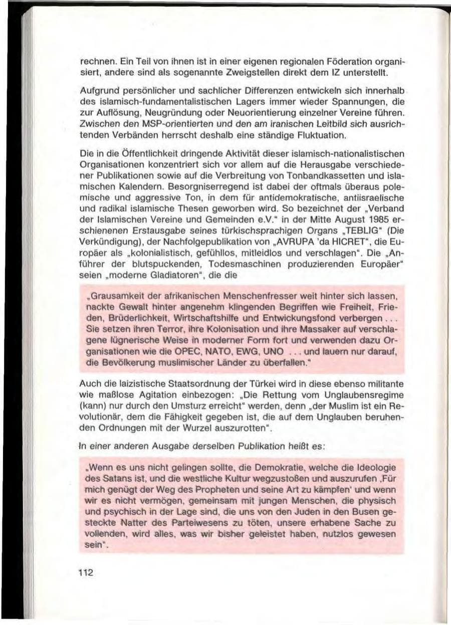 Seite 114 des Verfassungsschutzbericht 1985 Baden-Württemberg
