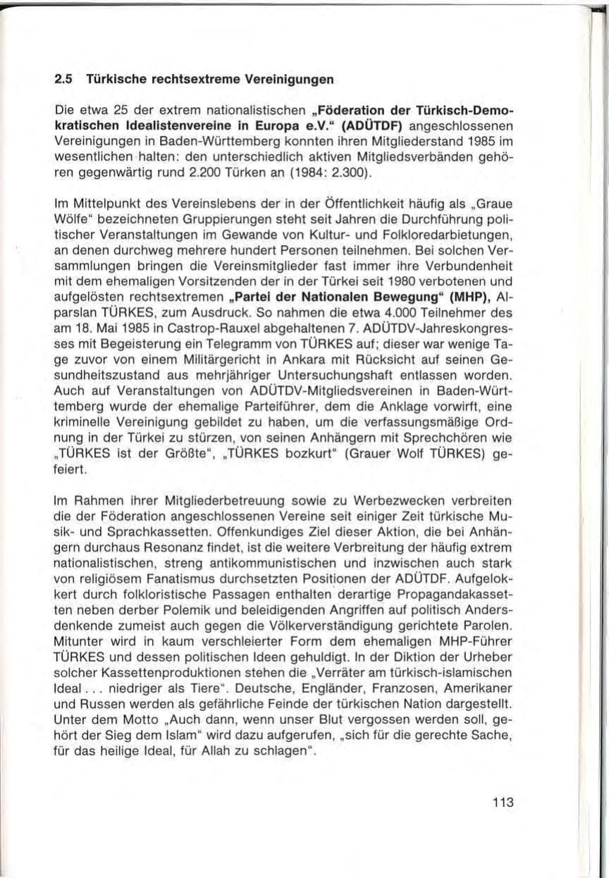 Seite 115 des Verfassungsschutzbericht 1985 Baden-Württemberg