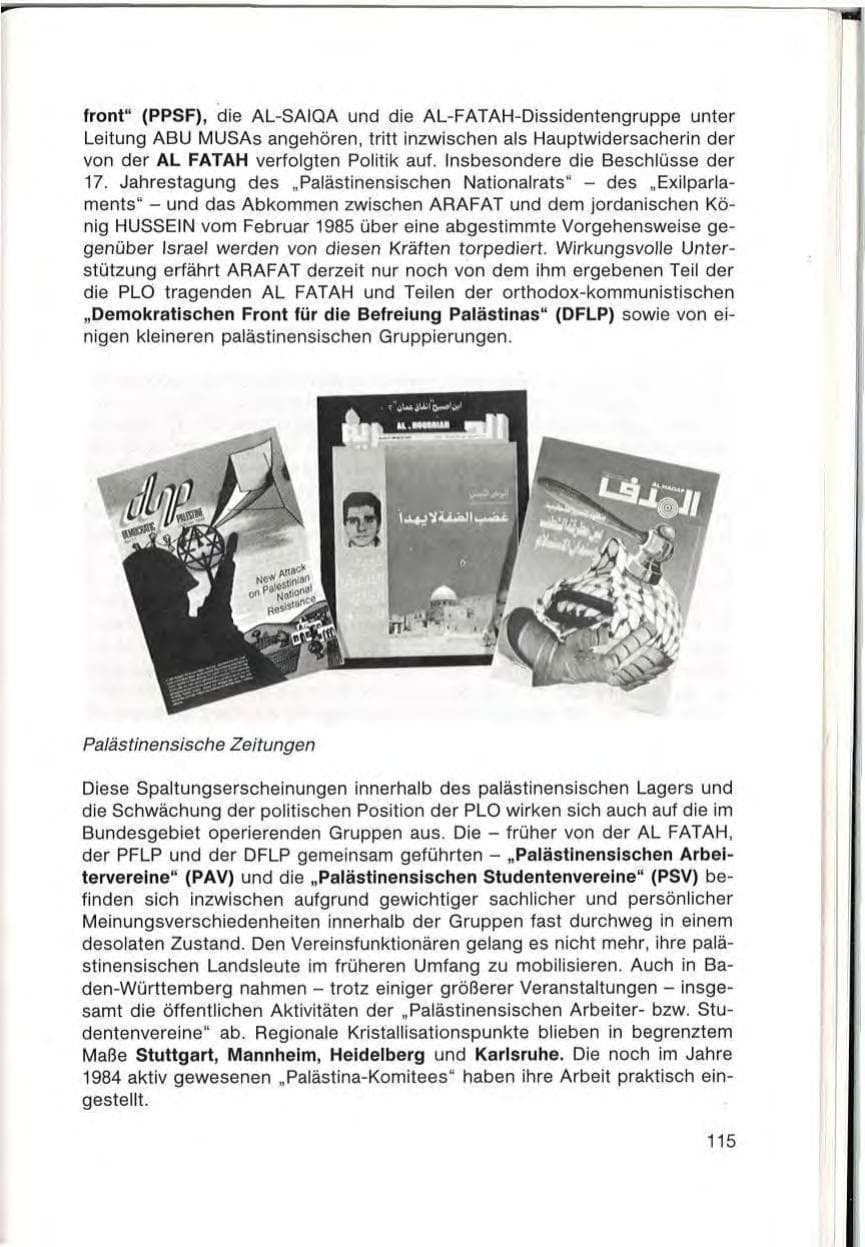 Seite 117 des Verfassungsschutzbericht 1985 Baden-Württemberg
