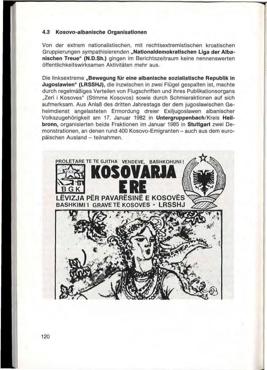 Seite 122 des Verfassungsschutzbericht 1985 Baden-Württemberg