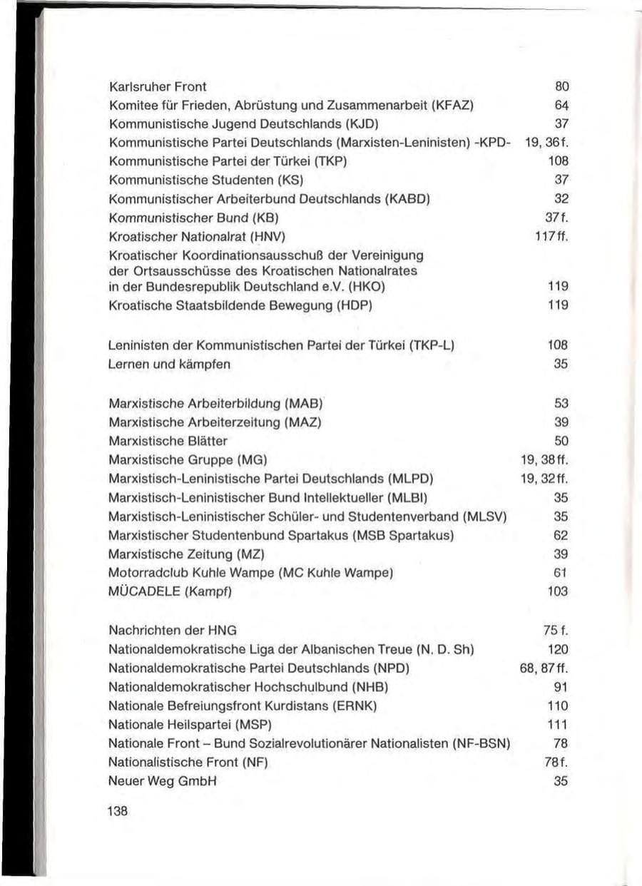 Seite 140 des Verfassungsschutzbericht 1985 Baden-Württemberg