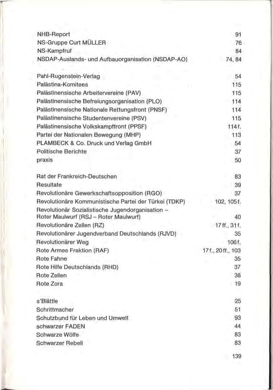 Seite 141 des Verfassungsschutzbericht 1985 Baden-Württemberg