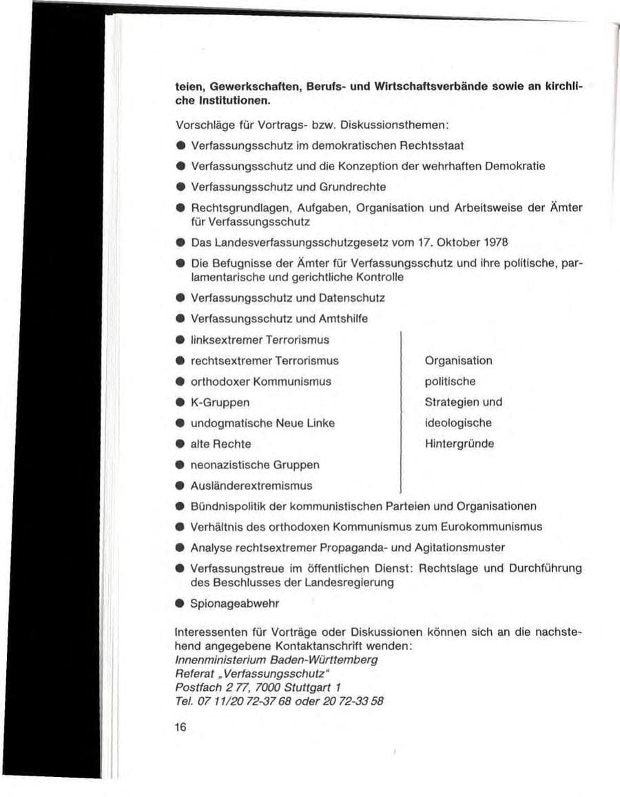 Seite 18 des Verfassungsschutzbericht 1985 Baden-Württemberg