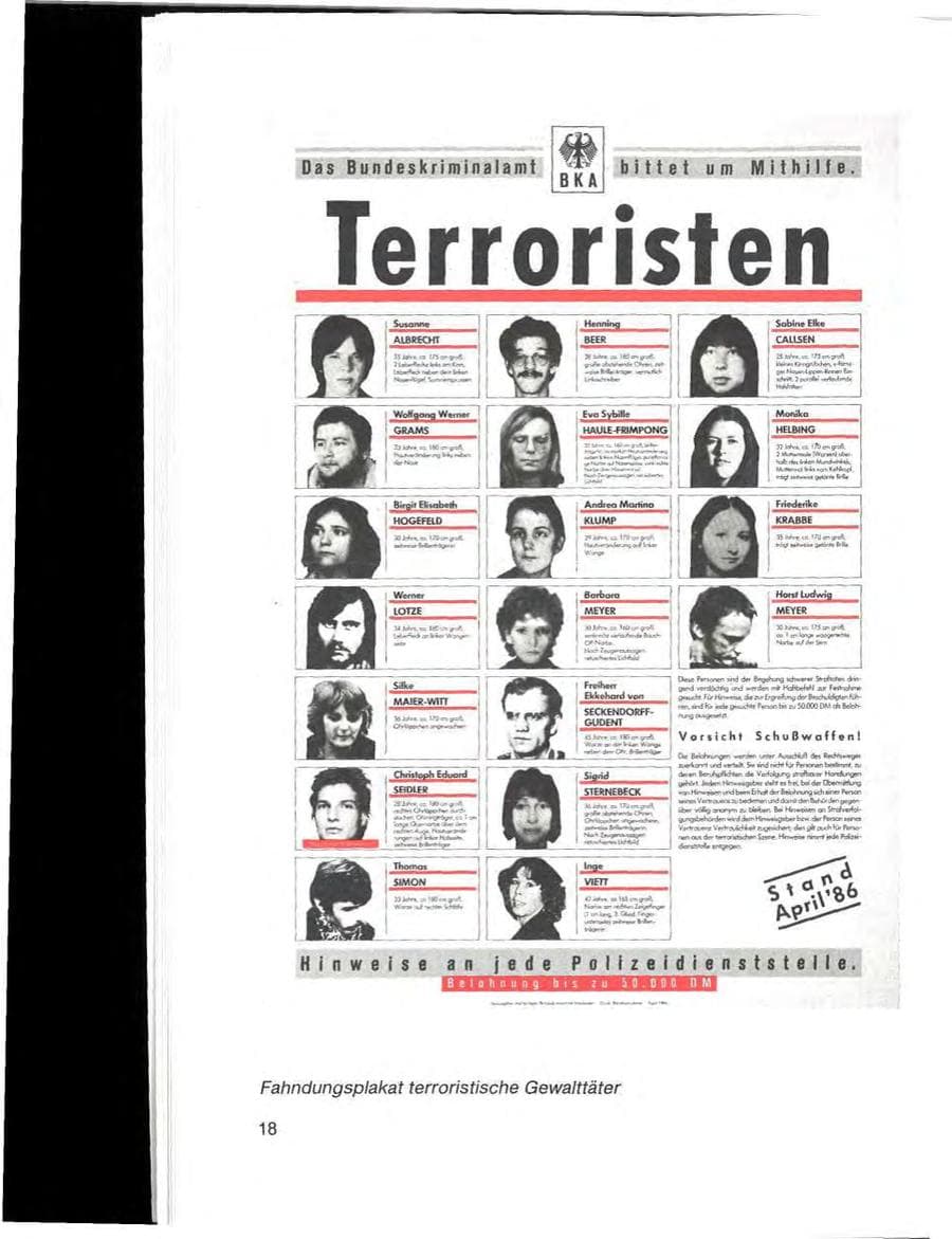 Seite 20 des Verfassungsschutzbericht 1985 Baden-Württemberg