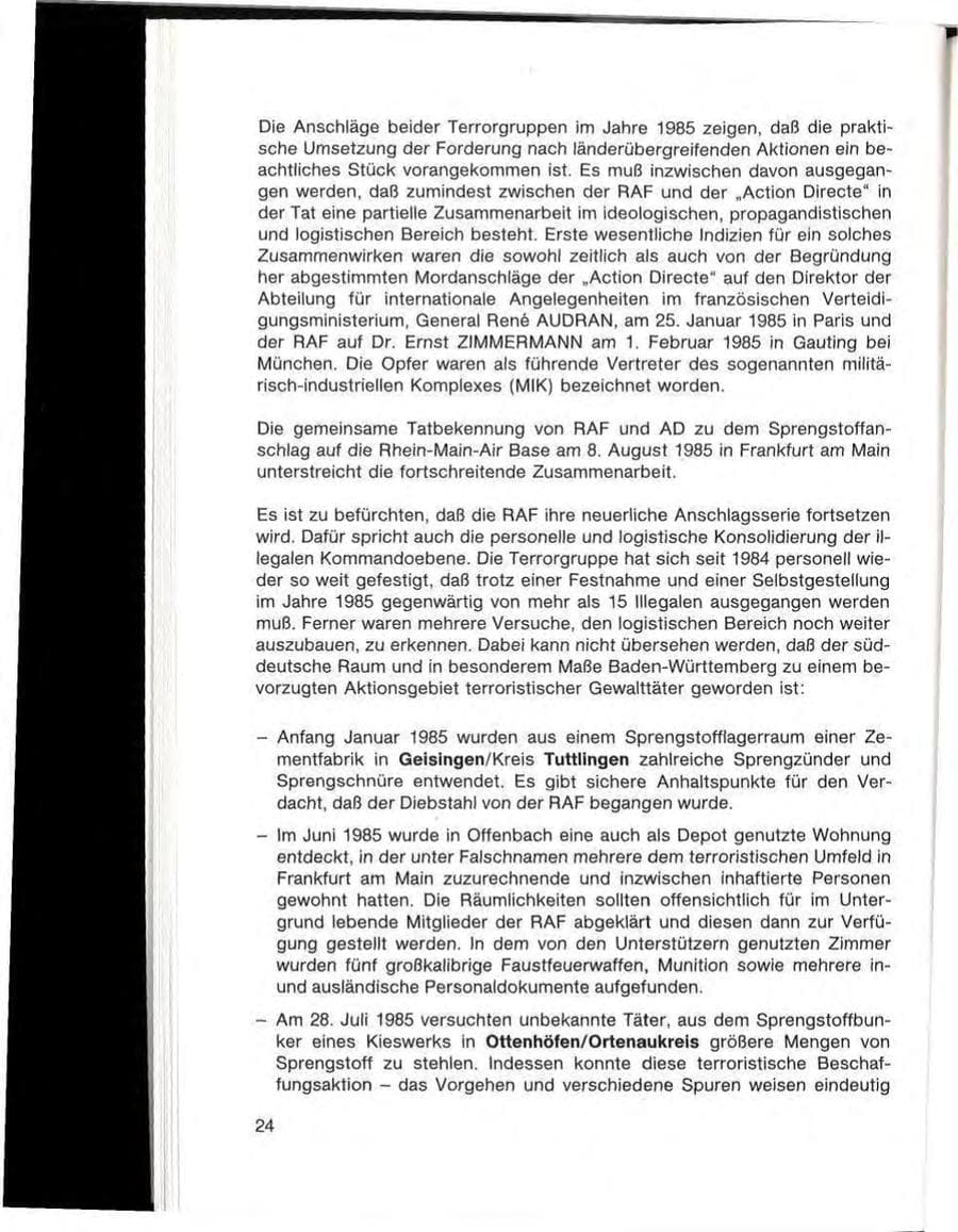 Seite 26 des Verfassungsschutzbericht 1985 Baden-Württemberg