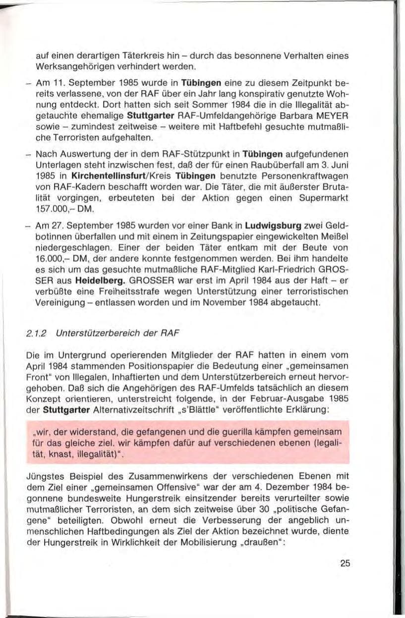 Seite 27 des Verfassungsschutzbericht 1985 Baden-Württemberg