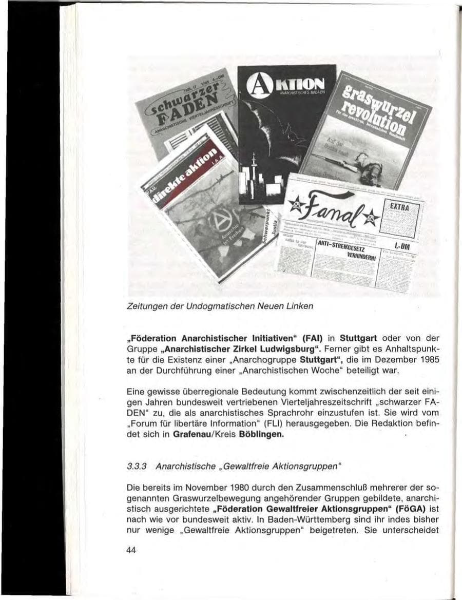 Seite 46 des Verfassungsschutzbericht 1985 Baden-Württemberg