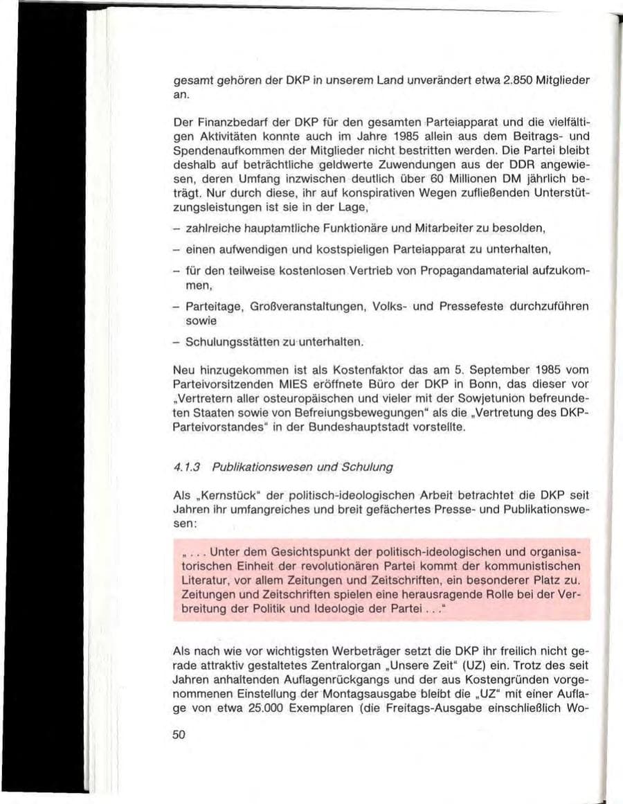 Seite 52 des Verfassungsschutzbericht 1985 Baden-Württemberg