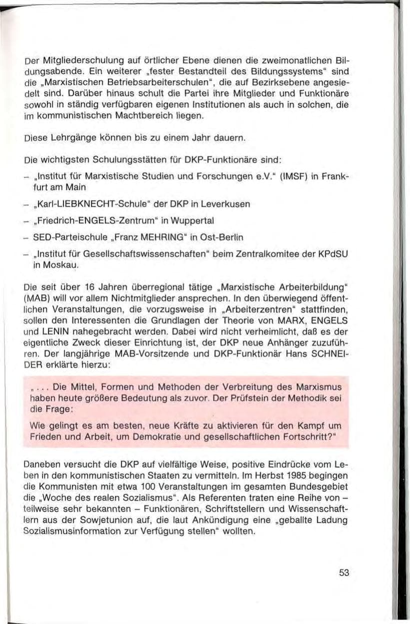 Seite 55 des Verfassungsschutzbericht 1985 Baden-Württemberg