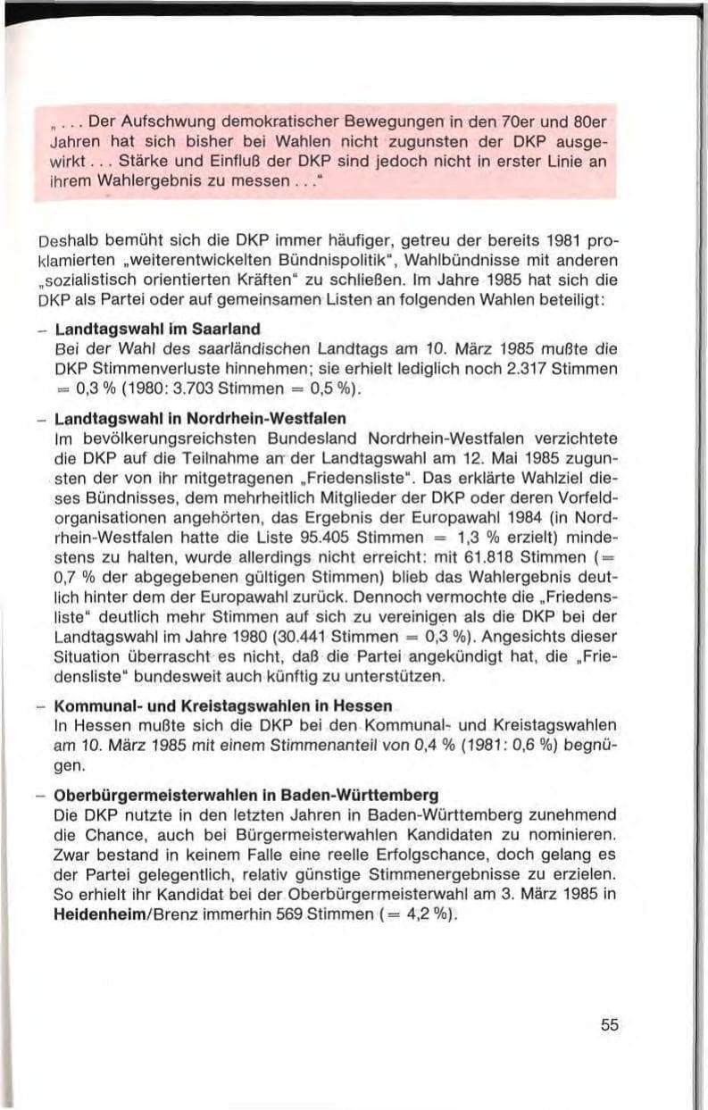 Seite 57 des Verfassungsschutzbericht 1985 Baden-Württemberg