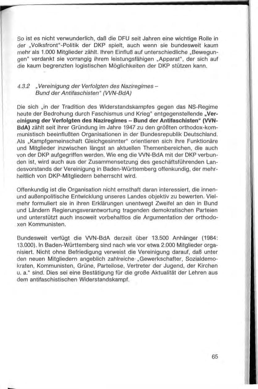 Seite 67 des Verfassungsschutzbericht 1985 Baden-Württemberg