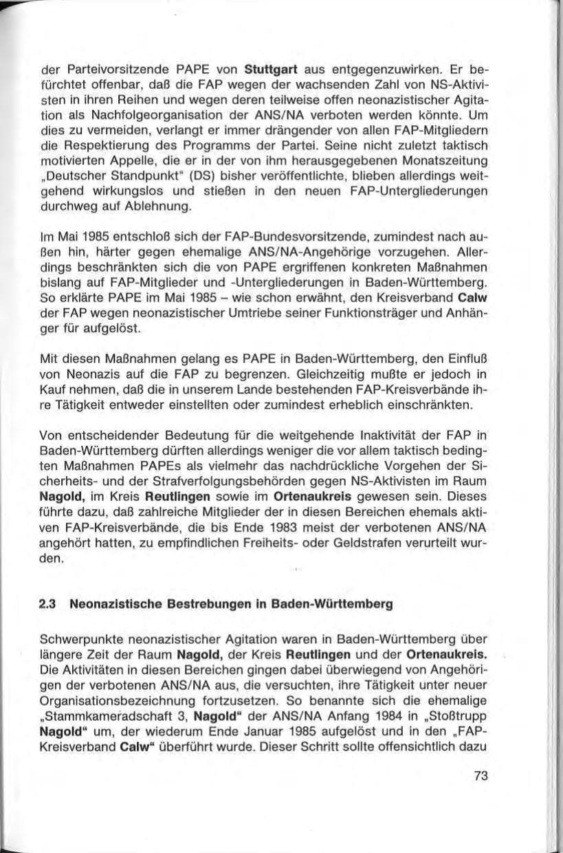 Seite 75 des Verfassungsschutzbericht 1985 Baden-Württemberg