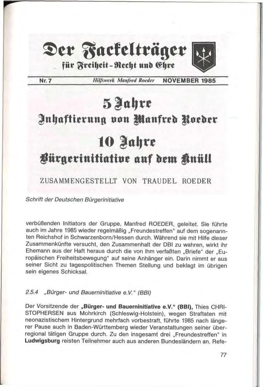 Seite 79 des Verfassungsschutzbericht 1985 Baden-Württemberg