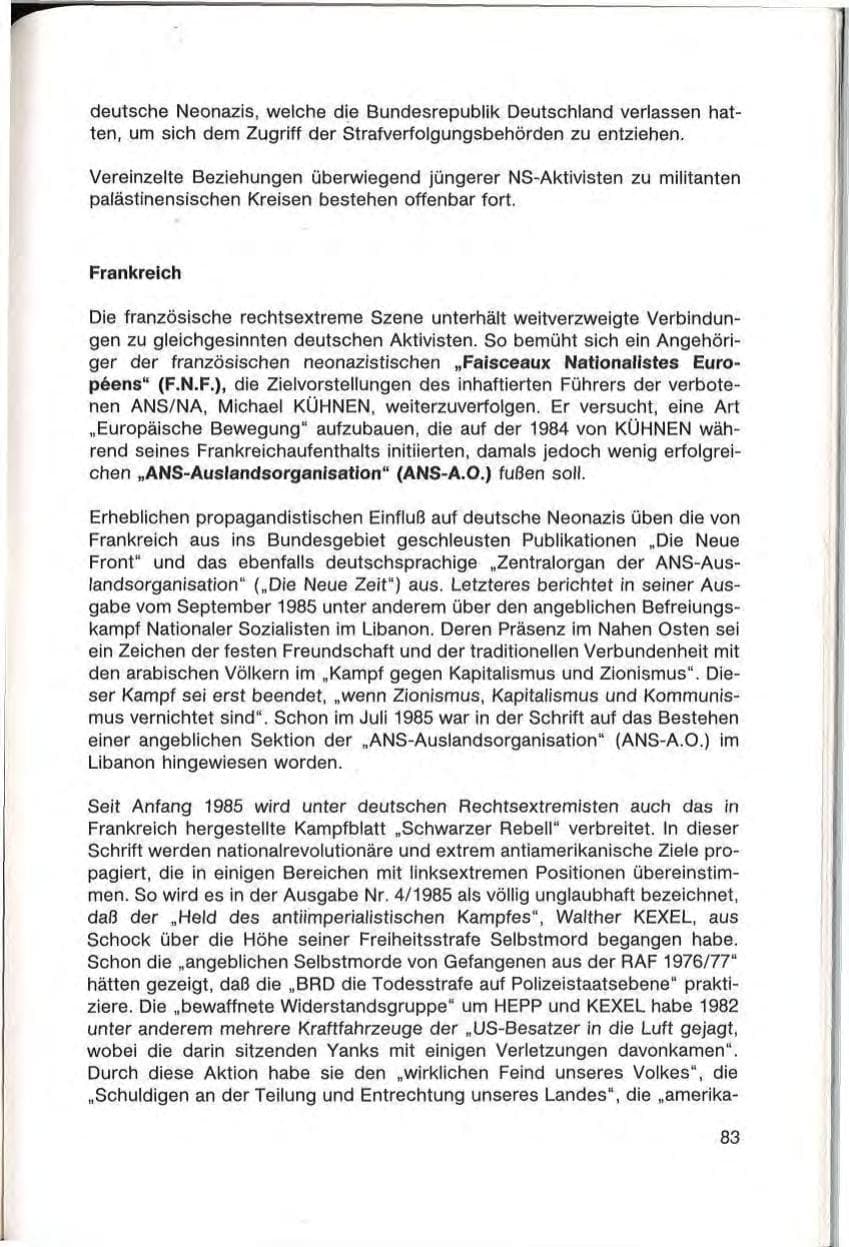 Seite 85 des Verfassungsschutzbericht 1985 Baden-Württemberg