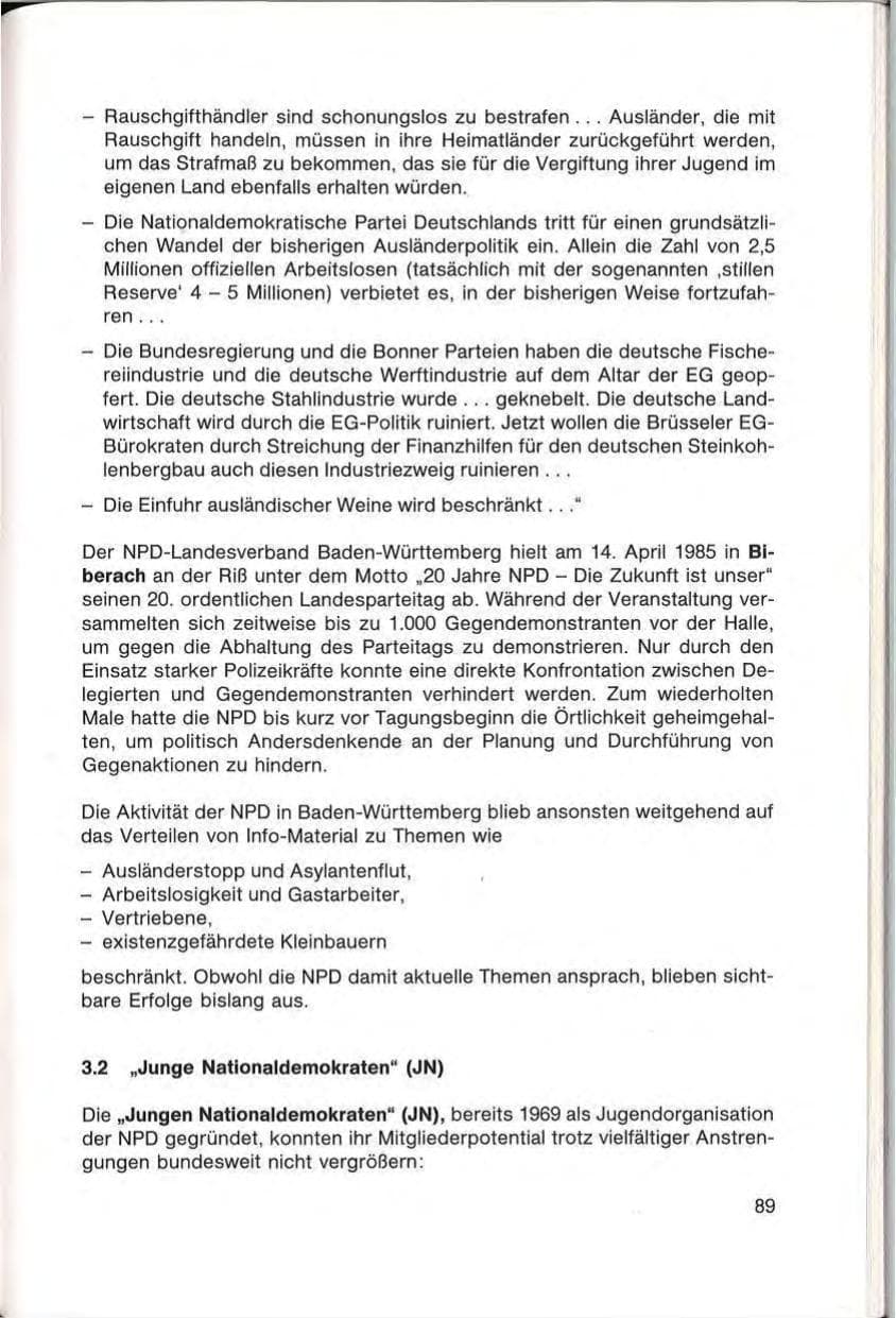 Seite 91 des Verfassungsschutzbericht 1985 Baden-Württemberg
