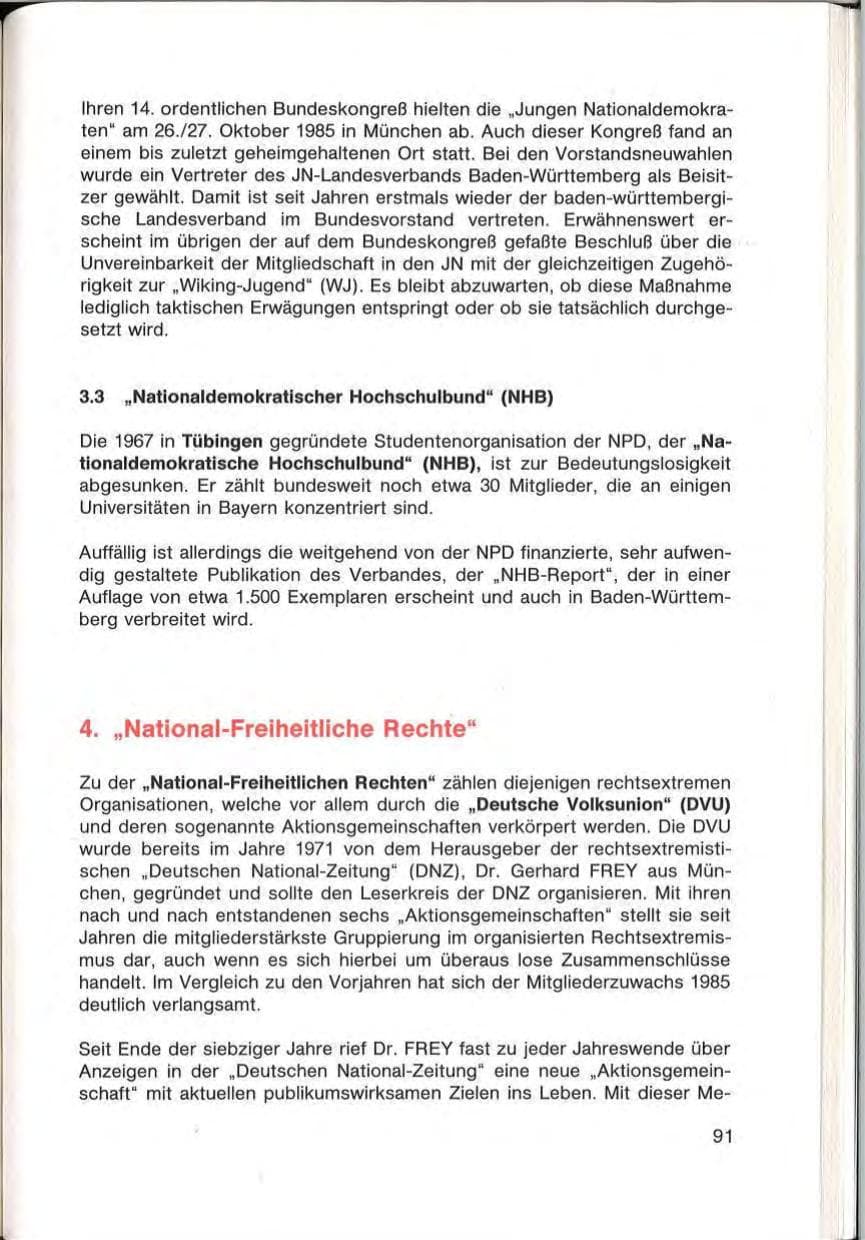 Seite 93 des Verfassungsschutzbericht 1985 Baden-Württemberg