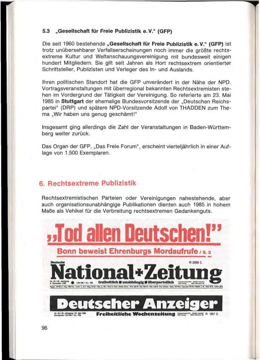 Seite 98 des Verfassungsschutzbericht 1985 Baden-Württemberg
