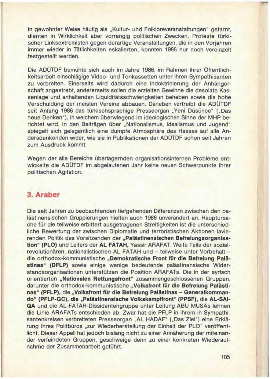 Seite 107 des Verfassungsschutzbericht 1986 Baden-Württemberg