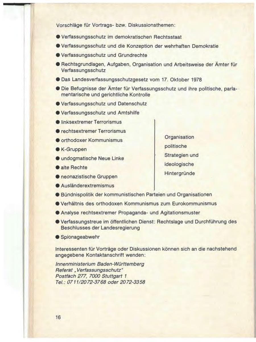 Seite 18 des Verfassungsschutzbericht 1986 Baden-Württemberg