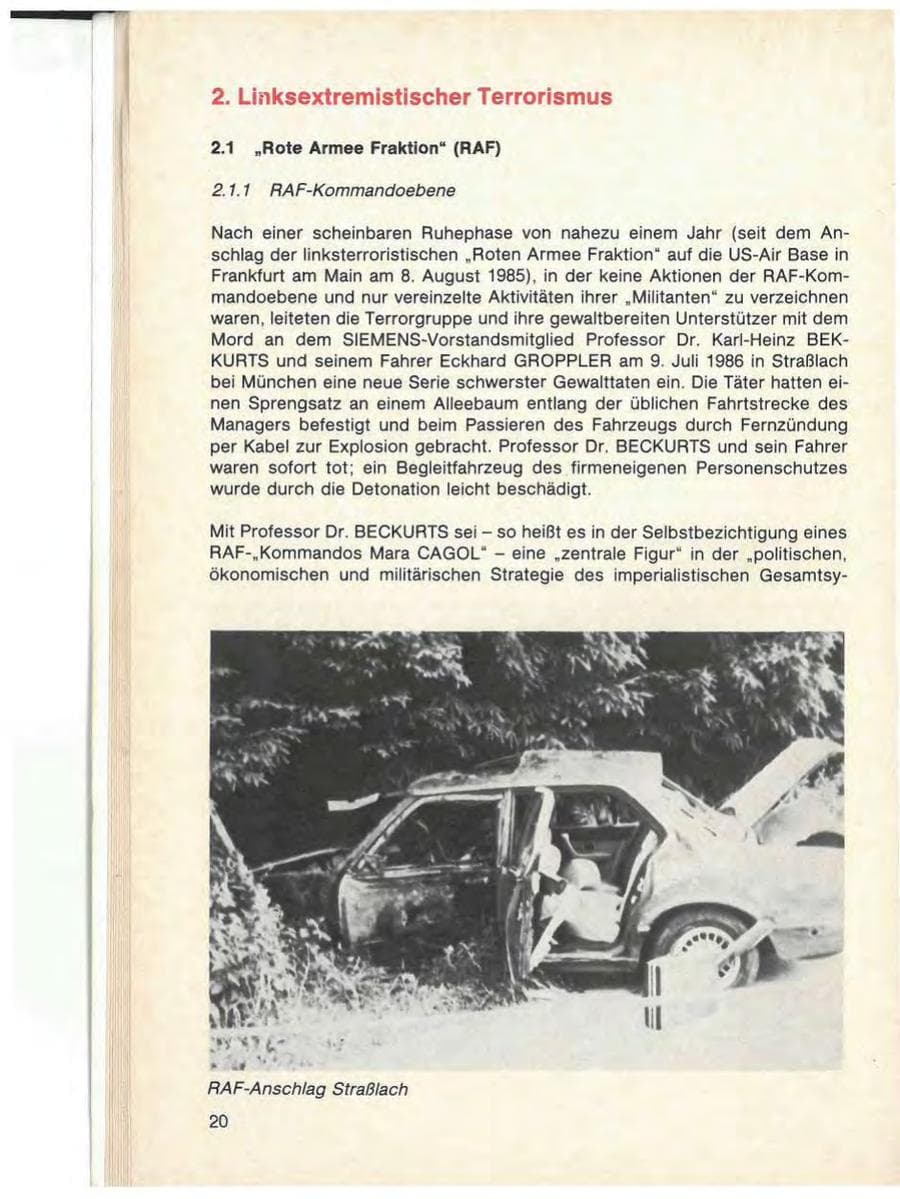 Seite 22 des Verfassungsschutzbericht 1986 Baden-Württemberg