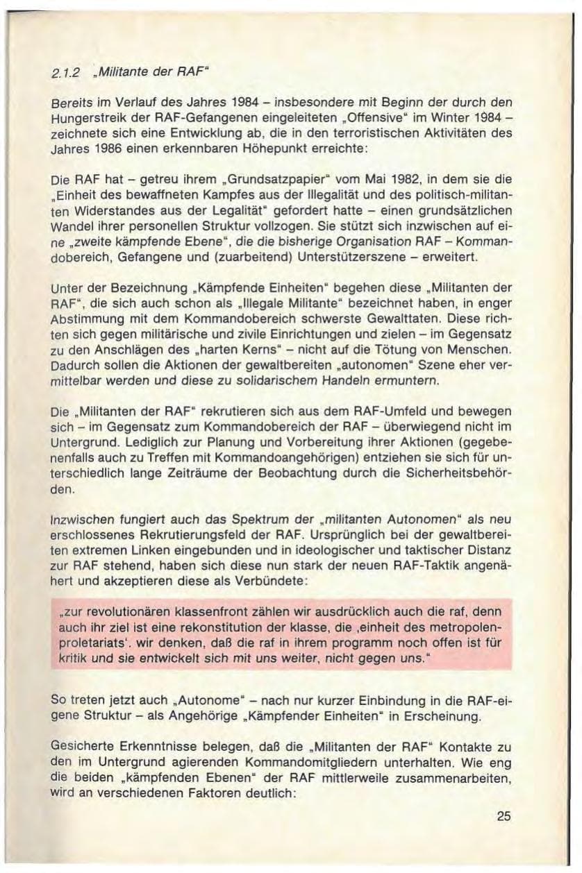 Seite 27 des Verfassungsschutzbericht 1986 Baden-Württemberg