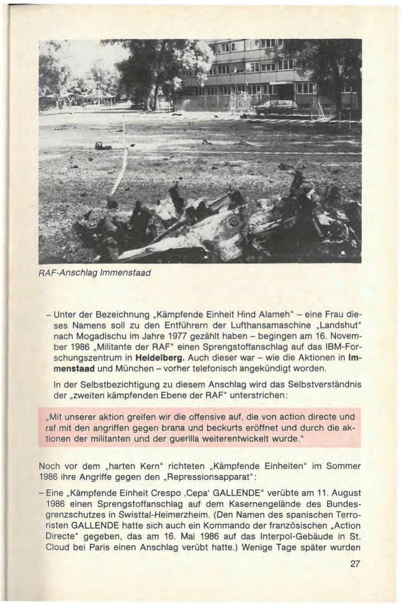 Seite 29 des Verfassungsschutzbericht 1986 Baden-Württemberg