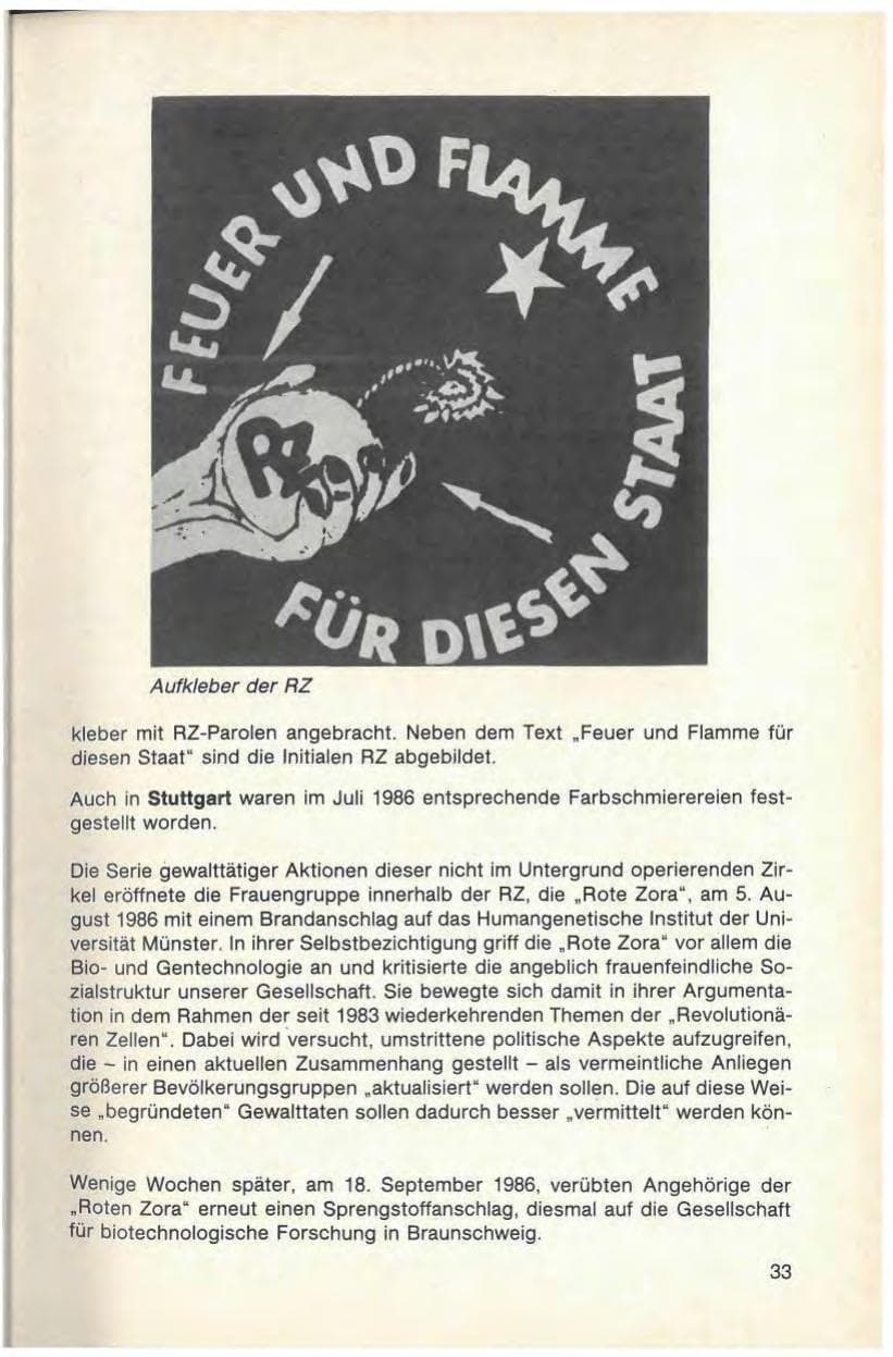 Seite 35 des Verfassungsschutzbericht 1986 Baden-Württemberg