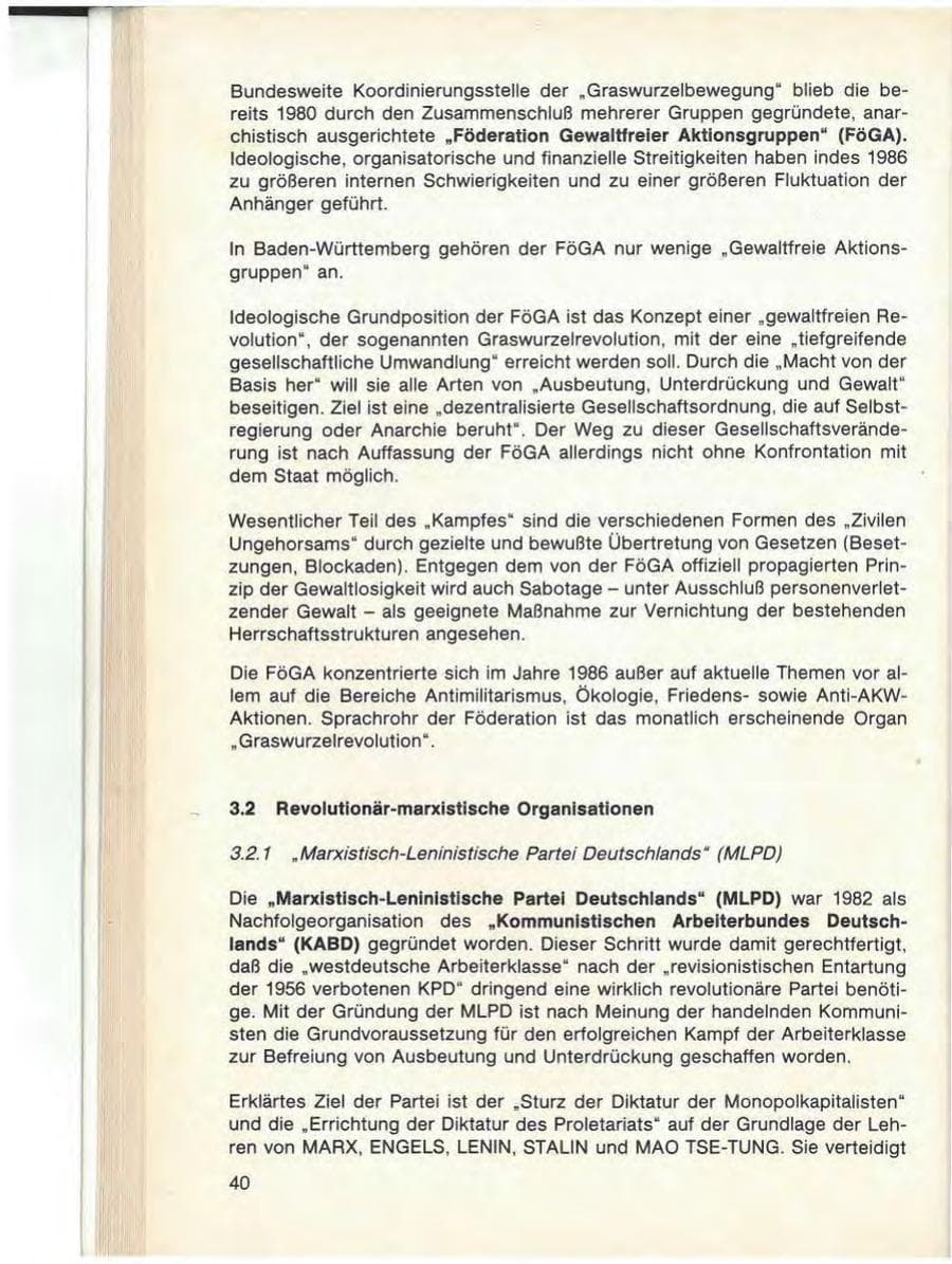 Seite 42 des Verfassungsschutzbericht 1986 Baden-Württemberg
