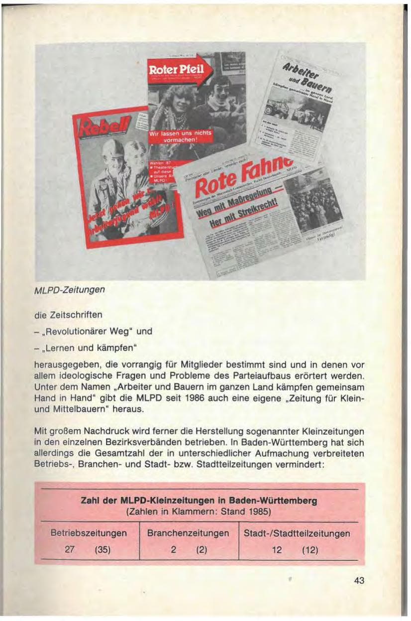 Seite 45 des Verfassungsschutzbericht 1986 Baden-Württemberg